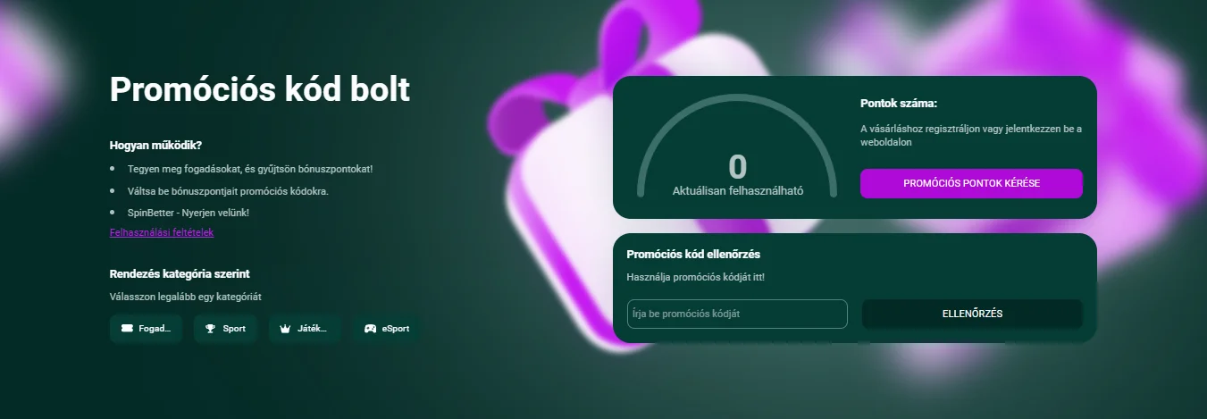 SpinBetter promocios kod